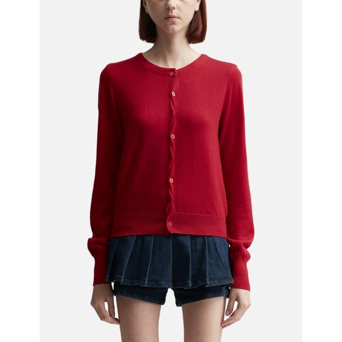 Lesugiatelier 【 Merino Wool Cardigan Women Red 】 ジレー レディース Red 赤・赤いこと
