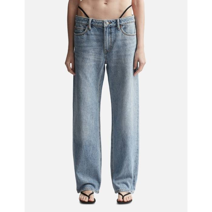 T By Alexander Wang 【 Mid-Rise Jeans With Pre-Styled Logo Thong Women Vintage Faded Indigo 】 ジーンズ ロゴ レディース vintage ビンテージ・ヴィンテージ 藍色・インディゴ 40,365円