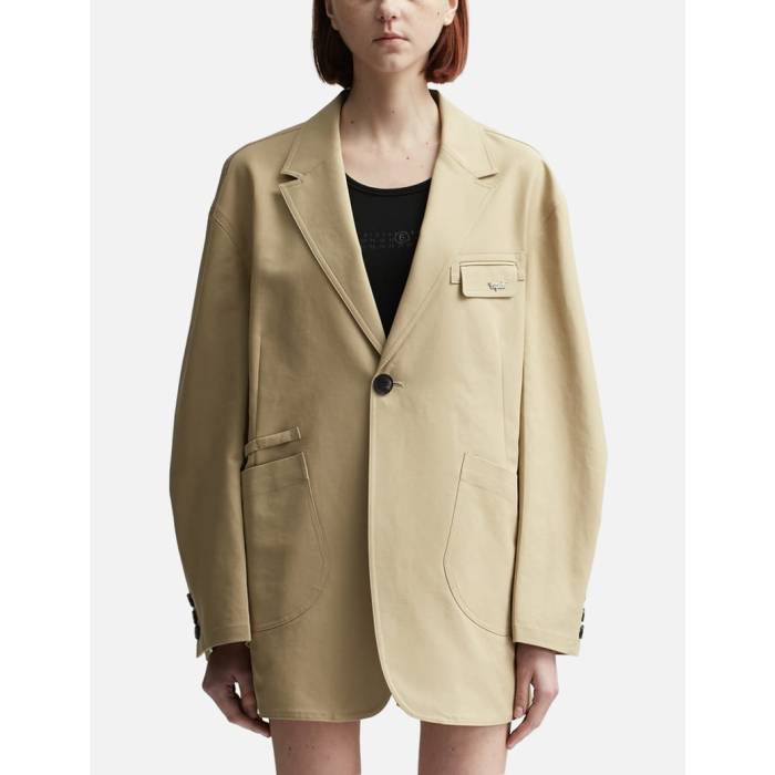 Lesugiatelier 【 Oversized Pocket Detail Single-Breasted Blazer Women Beige 】 ブレイザー レディース ベージュ