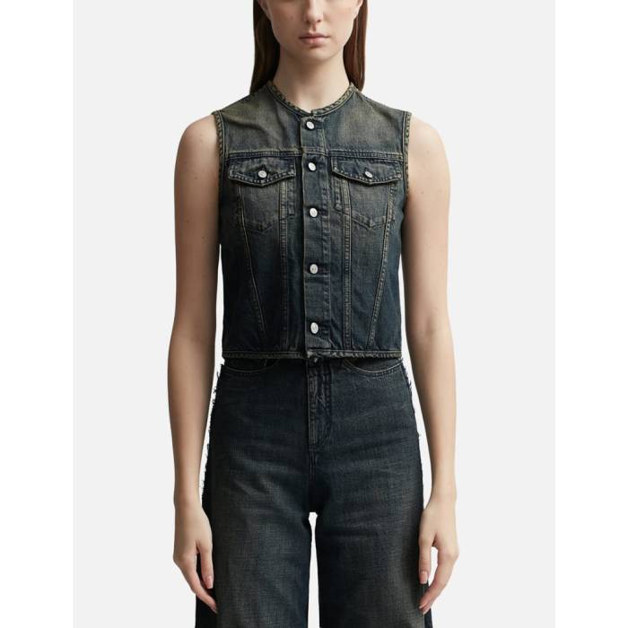 棲み家 マルジェラ Mm6 Maison Margiela 【 Denim Gilet Women Blue 】 ジーンズ ジレ レディース 青み 青色