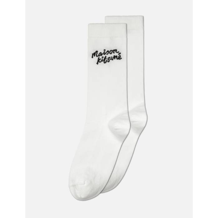 【 Maison Kitsune Handwriting Socks Women White 】 ソックス・靴下 レディース 白色 ホワイト