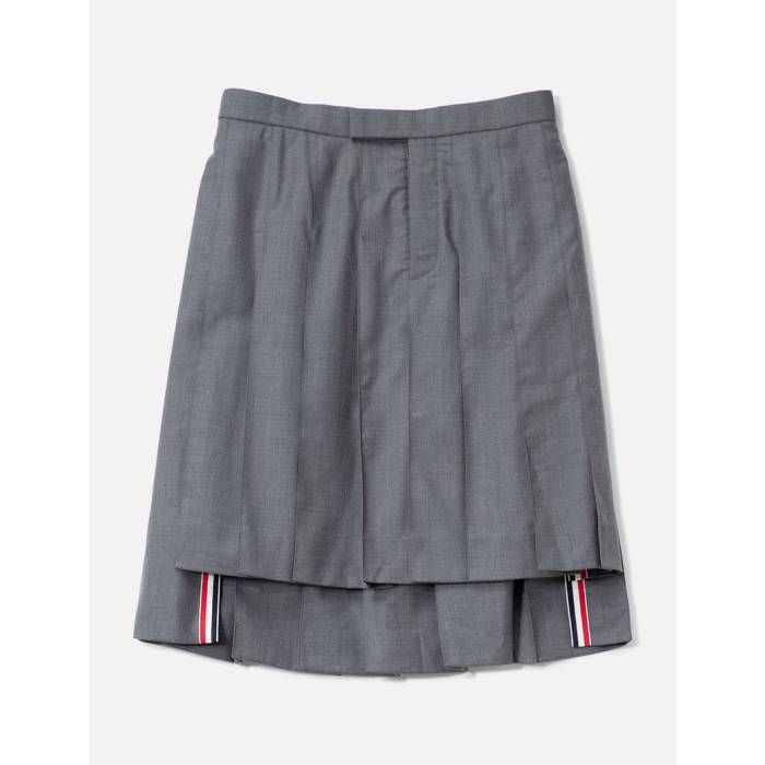 トム 赤銅色 Thom Browne 【 Pleated High-Low Hem Skirt Women Grey 】 レディース 薄墨色 薄墨色
