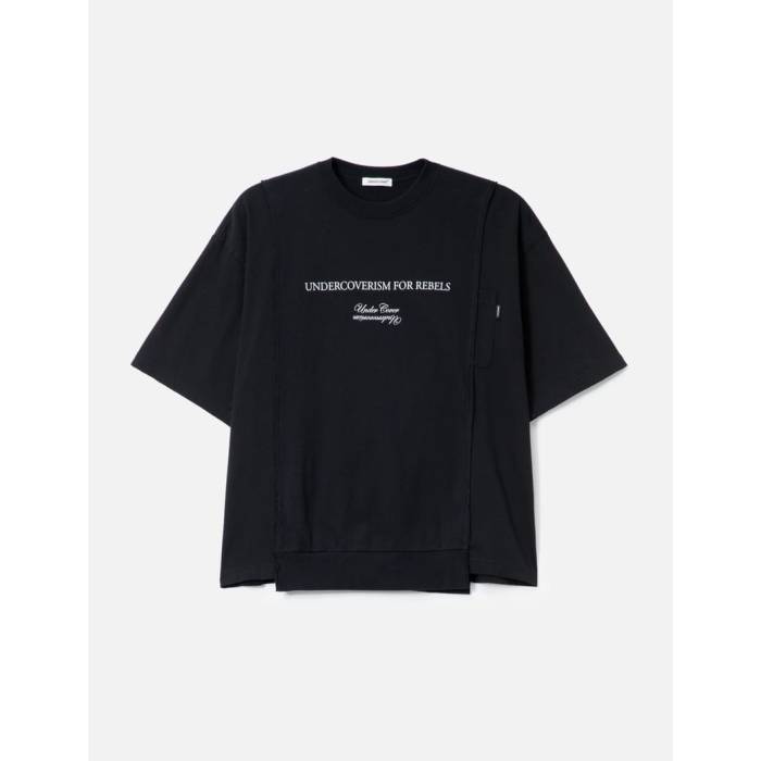 アンダー覆いかぶせる Undercover 【 Ism For Rebels Short Sleeve T-Shirt Men Black 】 レベルス Sleeve 捩り プルオーバー メンズ 黒いこと 黒いこと