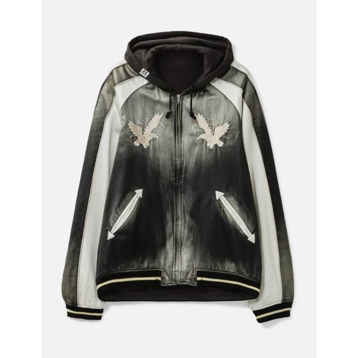 メゾン ミハラヤスヒロ Maison Mihara Yasuhiro 【 Reversible Hoodie Layered Souvenir Jacket Men Black 】 リバーシブル フーディー パーカー Jacket ジャケット メンズ 黒色 ブラック|スニケス