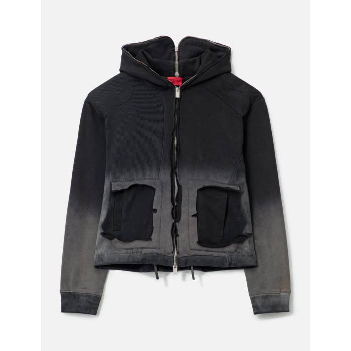 Goldie 【 Panelled Padded Zipped Grey Hoodie Unisex Black 】 Padded パッド 薄墨色 薄墨色 フーディー パーカー ユニ一発やる 黒いこと 黒いこと