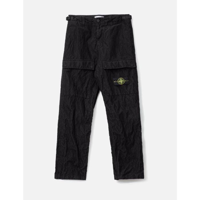 ストーンアイランド Stone Island 【 Wrinkled Corduroy 500-Tc Cargo Trousers Men Black 】 コール天 積貨委託貨物 メンズ 黒いこと 黒いこと