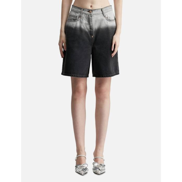 Pushbutton 【 Washed Bermuda Denim Pants Women Black 】 ジーンズ レディース 黒いこと 黒いこと