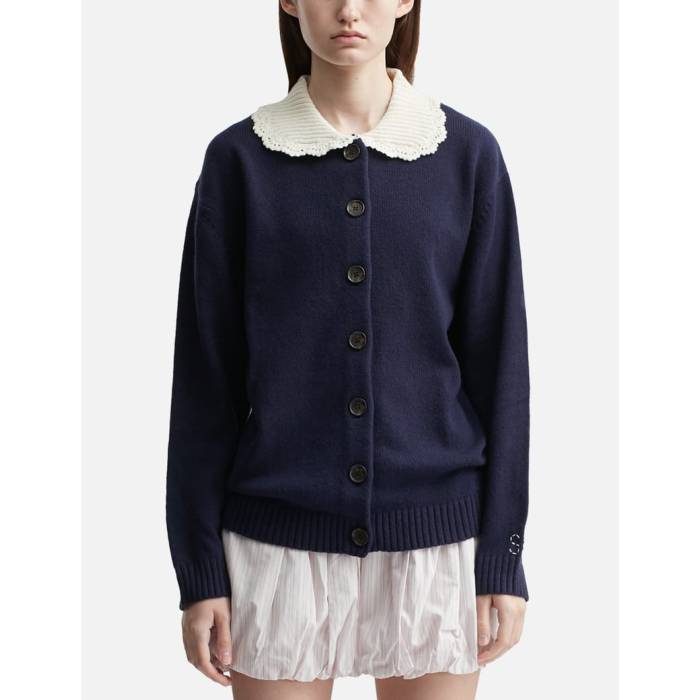 Sandy Liang 【 Koda Cardigan Women Navy 】 カーディガン レディース 紺色 ネイビー