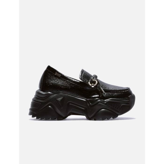 Yeel 【 Platform Loafer Black Women Black 】 置き目毛革 シューズ 黒いこと 黒いこと レディース 黒いこと 黒いこと