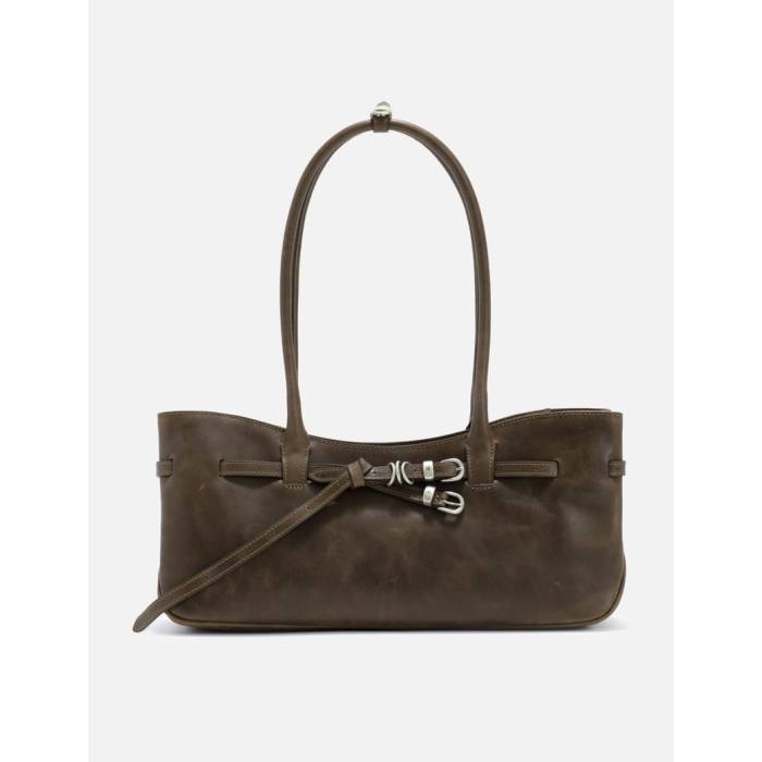 Margesherwood 【 Grandma Used Bag Large Women Washed Brown Pull-Up 】 バッグ レディース 茶色 ブラウン