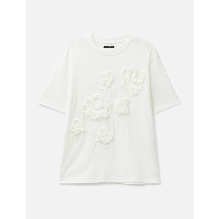 Taakk 【 Tape Embroidery T-Shirt Men White 】 プルオーバー メンズ 白いこと 白いこと