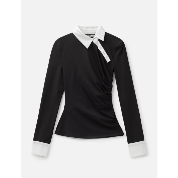 Grace Elwood 【 Twisted Collar Draped Jersey Women Black 】 プルオーバー レディース 黒いこと 黒いこと