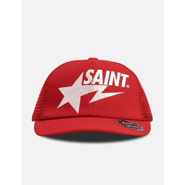 Saint Michael 【 X A Bathing Ape Mesh Cap Men Red 】 旗がしら かぶり笠 メンズ Red 赤・赤いこと