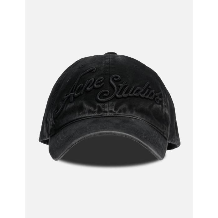 アクネストゥディオズ Acne Studios 【 Embroidered Logo Cap Unisex Black 】 ロゴタイプ 旗がしら 鳥打ち帽 ユニ一発やる 黒いこと 黒いこと