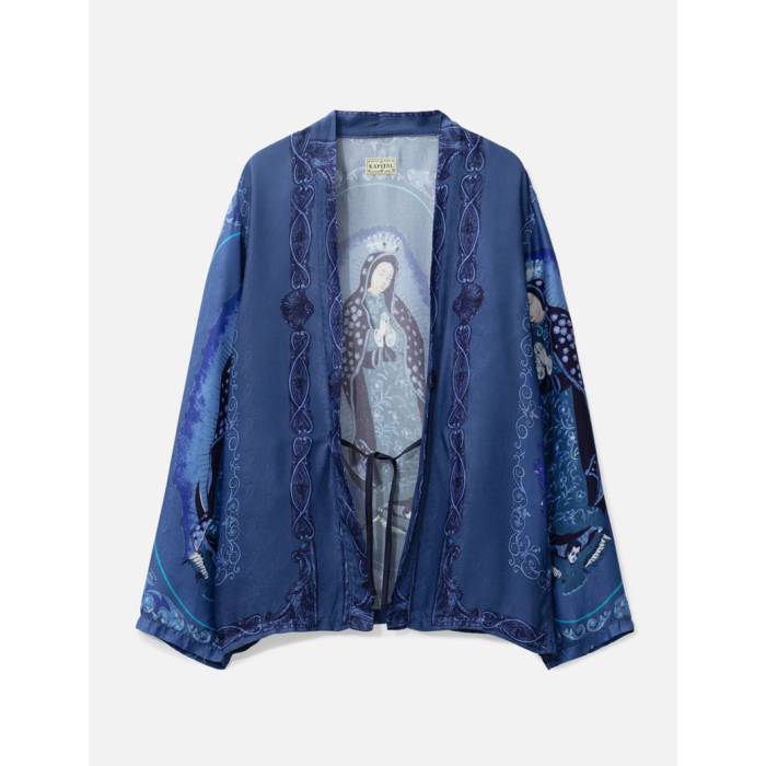 Kapital 【 Rayon Virgin Maria Pt Kakashi Shirt Men Blue 】 メンズ 青碧 青碧