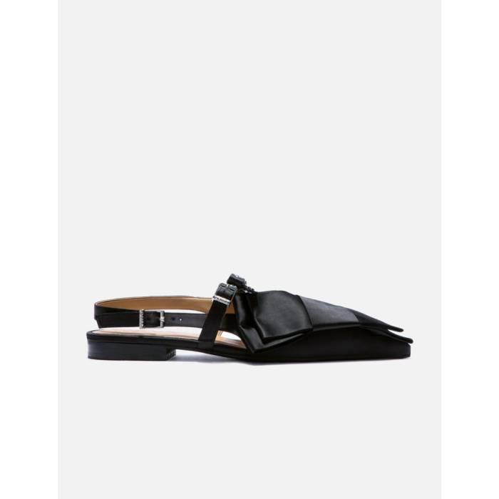 ガニー Ganni 【 Big Bow Slingback Ballerina Satin Women Black 】 女性バレエダンサー 繻子 レディース 黒いこと 黒いこと