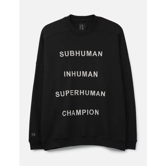 リックオウエンス Rick Owens 【 X Champion Jumbo Sweat W Subhuman Inhuman Superhuman Men Black 】 はやりっ児 ジャンボ Sweat 汗水 メンズ 黒いこと 黒いこと