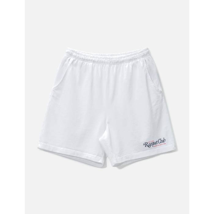 Sporty & Rich 【 94 Racquet Club Gym Shorts Unisex White Navy/ Bright Red 】 クラブ ショーツ ユニセックス 白色 ホワイト 紺色 ネイビー Red 赤・レッド|スニケス