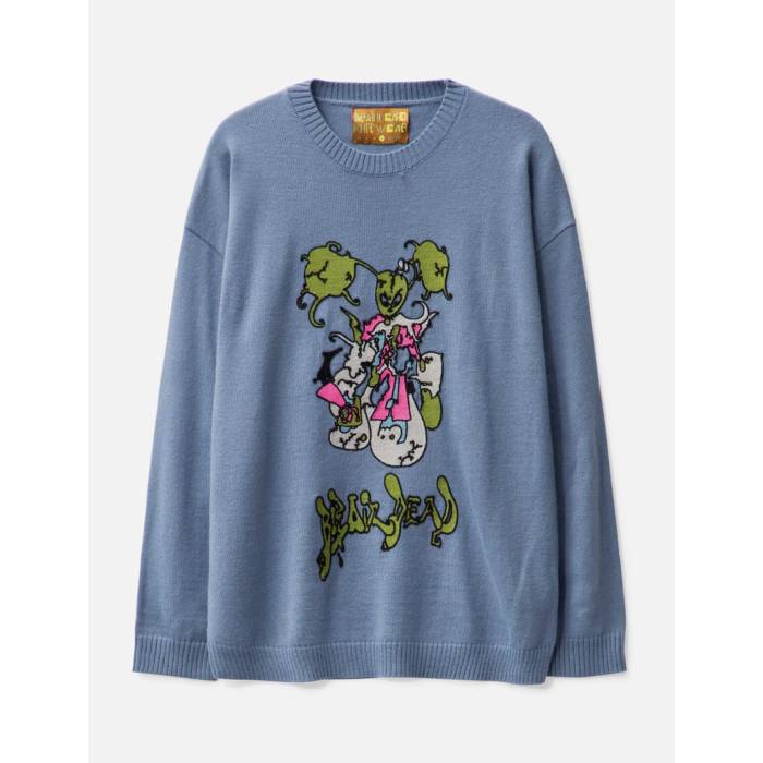 Brain Dead 【 Cyber Bunny Sweater Men Blue 】 調教師 メンズ 青み 青色