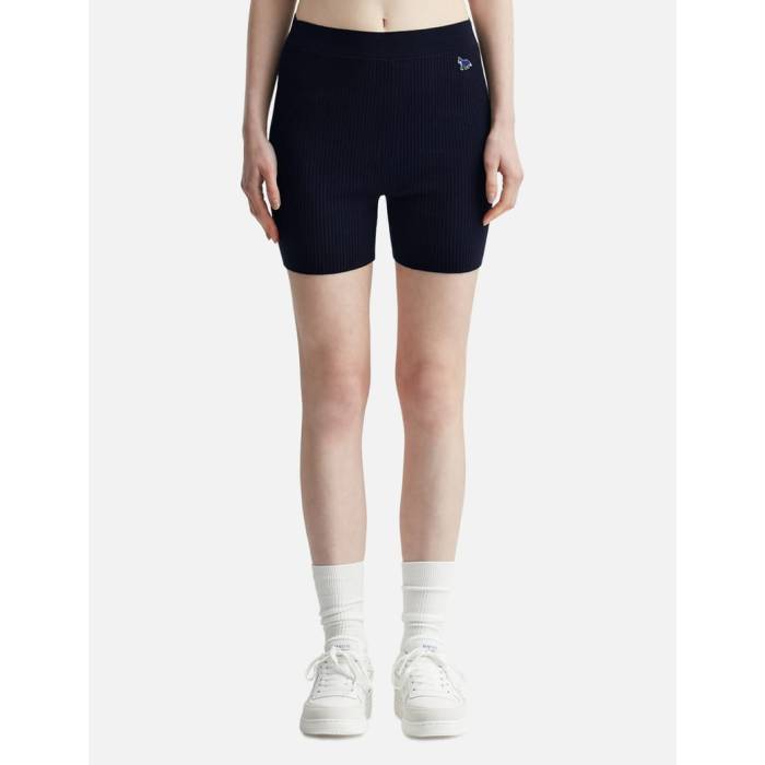 【 Baby Fox Patch Fine Ribbed Shorts Women Navy 】 フォックス ショーツ レディース 紺色 ネイビー