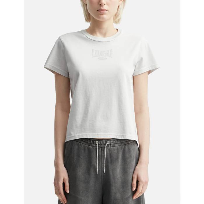 T By Alexander Wang 【 Logo Cropped T-Shirt Women Dirty White 】 ロゴ Tシャツ レディース 白色 ホワイト