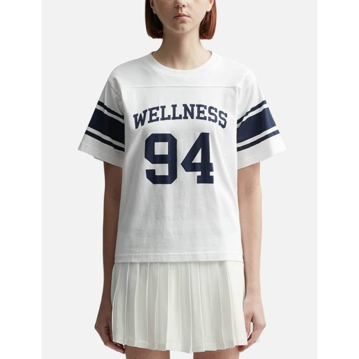 Sporty \u0026 Rich 【 Wellness 94 Rugby T-Shirt Women White/Navy 】 ラガー プルオーバー レディース 白いこと 白いこと 紺色 米国海軍