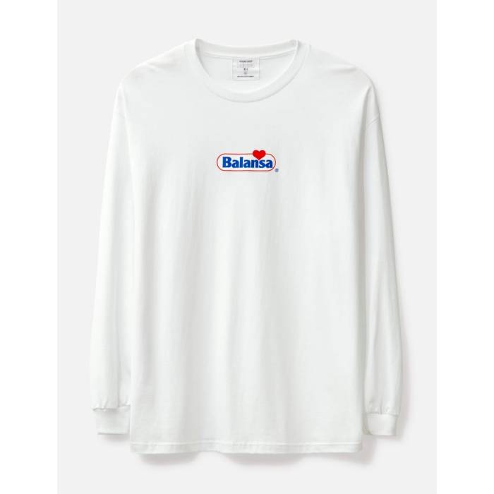 Balansa 【 Heart Logo Long Sleeve T-Shirt Unisex White 】 ロゴ Sleeve スリーブ Tシャツ ユニセックス 白色 ホワイト