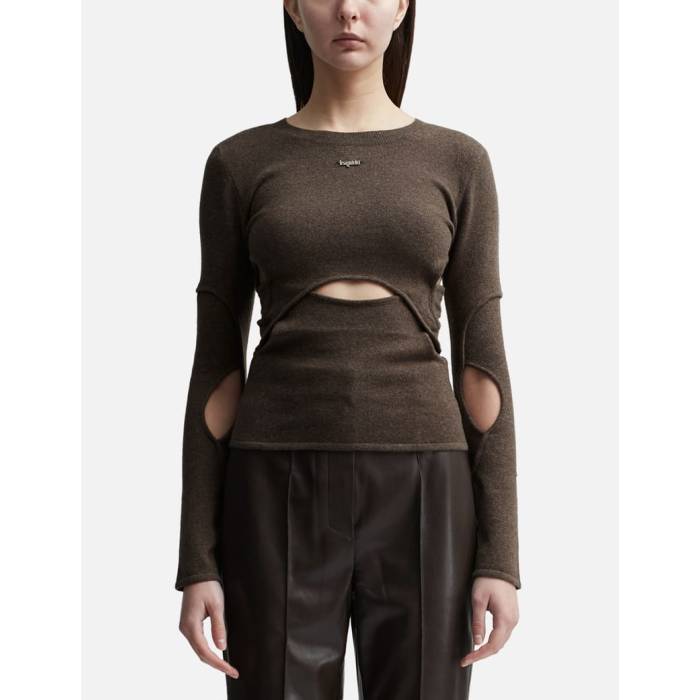 Lesugiatelier 【 Cut-Out Wool And Cashmere Blend Top Women Brown 】 レディース 赤銅色 赤銅色