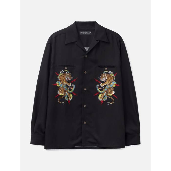ワコマリア Wacko Maria 【 Tim Lehi / 50\u0027S Open Collar Shirt Men Black 】 メンズ 黒いこと 黒いこと