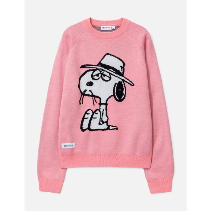 Butter Goods 【 X Peanuts Spike Knit Sweater Men Light Pink 】 編み物 調教師 メンズ pink サクラ色