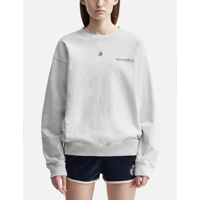 Sporty \u0026 Rich 【 Run Club Crewneck Women Heather Gray 】 幽客 野球クラブ レディース heather ギョリュウモドキ gray 薄墨色・薄墨色・薄墨色