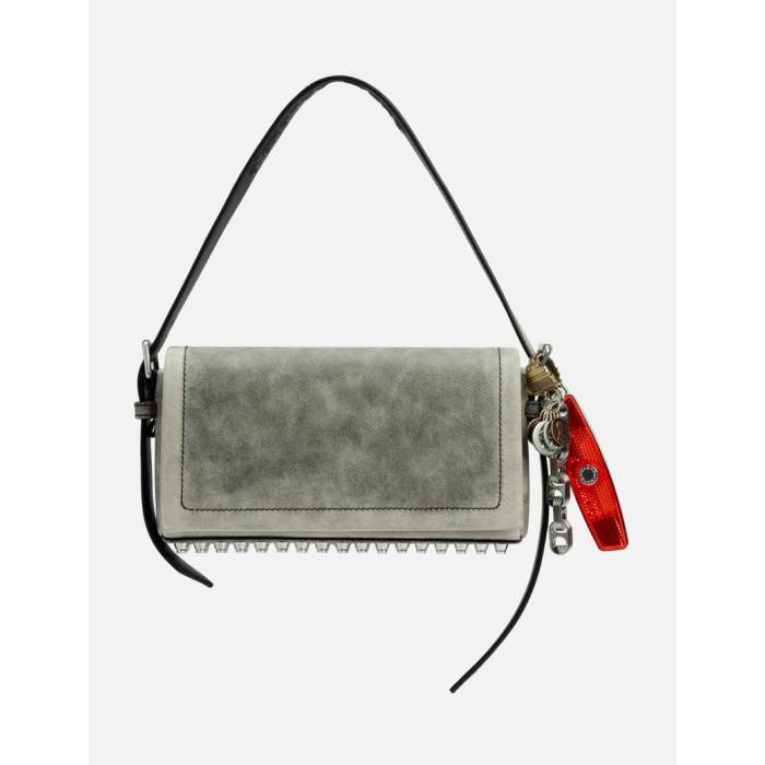 アレキサンダーワン Alexander Wang 【 Ricco Slim Flap Leather Shoulder Bag Women 032A Black Crackle Grey 】 slim スリム レザー バッグ レディース 黒色 ブラック 灰色 グレー