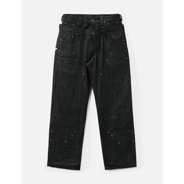 Thought We Friends 【 \"Gideon\"" Double-Layered Workpants In Japanese Raw Black Denim Unisex Black 】 黒いこと 黒いこと ジーンズ ユニ一発やる 黒いこと 黒いこと"