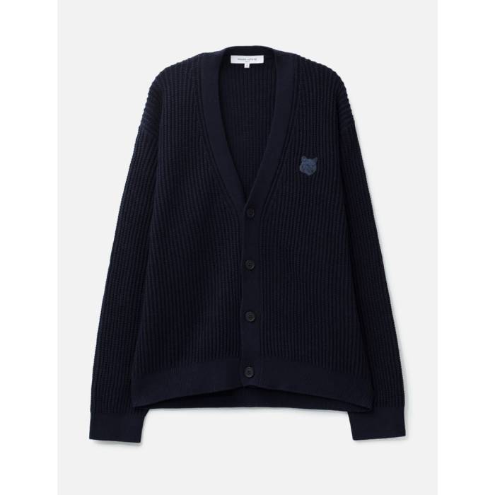 【 Fox Head Cotton Ribbed Cardigan Men Classic Navy 】 稲荷 ジレー メンズ 古典派音楽 紺色 米国海軍