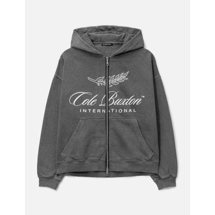 Cole Buxton 【 International Zipped Hoodie Men Og Washed Black 】 フーディー パーカー メンズ 黒いこと 黒いこと