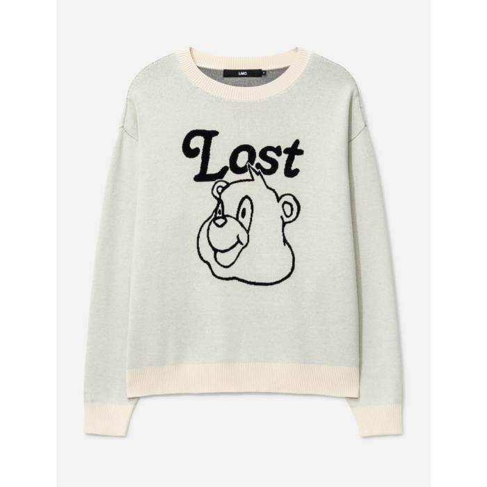 Lmc 【 Bear Face Knit Sweater Men Ivory 】 編み物 調教師 メンズ 象牙色