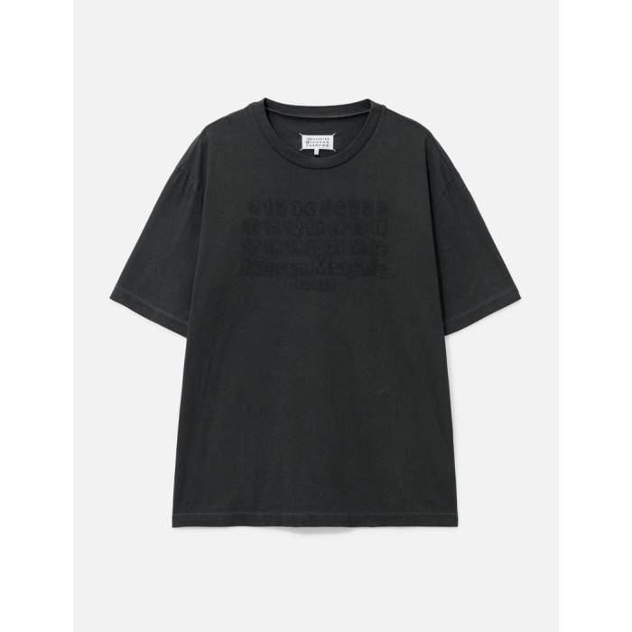 メゾンマルジェラ Maison Margiela 【 Embroidered Logo T-Shirt Unisex Washed Black 】 ロゴタイプ プルオーバー ユニ一発やる 黒いこと 黒いこと