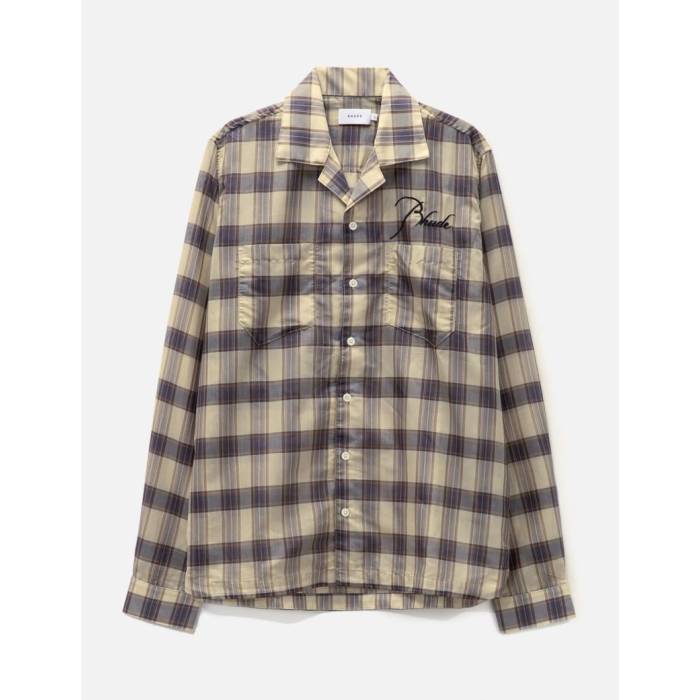 ルード Rhude 【 Sheer Plaid Button Down Men Tan 】 ダウン メンズ