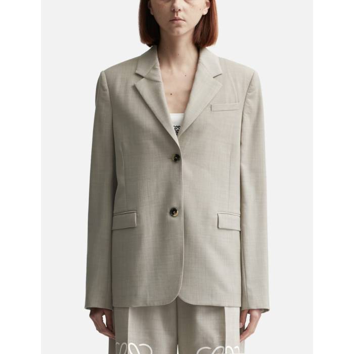 ロエベ Loewe 【 Tailored Jacket Women Light Beige Melange 】 Jacket 上衣 レディース ベージュ