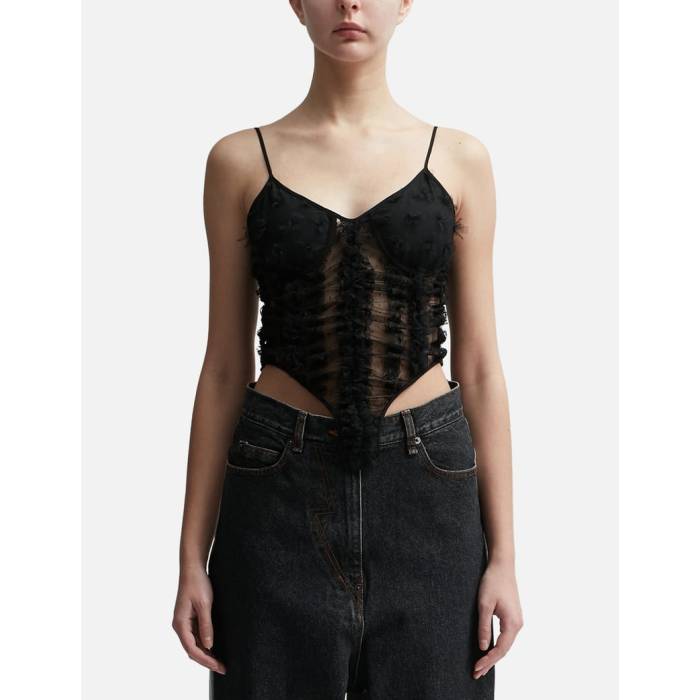 Pushbutton 【 Lace Corset Top Women Black 】 レディース 黒色 ブラック