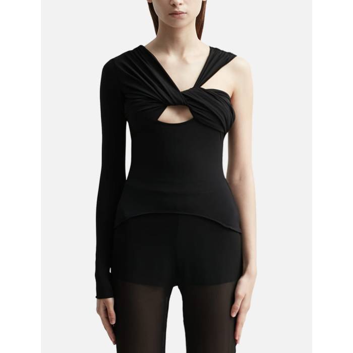 Nensi Dojaka 【 One Shoulder Asymmetrical Draped Top Women Black 】 レディース 黒いこと 黒いこと