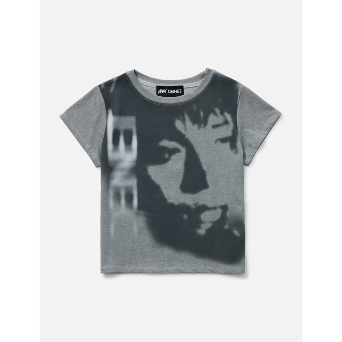 Deinet 【 Yeonjun Ggum X Cropped Fit Short Sleeve T-Shirt Unisex Grey 】 Sleeve スリーブ Tシャツ ユニセックス 灰色 グレー