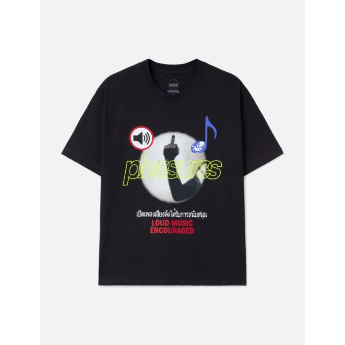 プレジャーズ Pleasures 【 X Boiler Room Loud Music T-Shirt Men Black 】 ティーシャツ メンズ 黒いこと 黒いこと