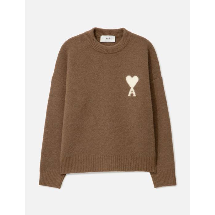 意中の女 Ami 【 Alpaca  De Coeur Crewneck Sweater Unisex Hazelnut / Off White 】 調教師 ユニ一発やる 白いこと 白いこと