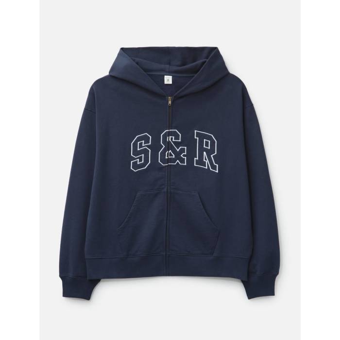 Sporty & Rich 【 S&R Ivy Zip Hoodie Unisex Navy / White 】 フーディー パーカー ユニセックス 紺色 ネイビー 白色 ホワイト 32,240円