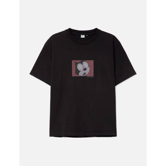 Polyteru 【 1/2 Graphic T-Shirt 'Capitalist' Men Washed Black 】 グラフィック Tシャツ メンズ 黒色 ブラック
