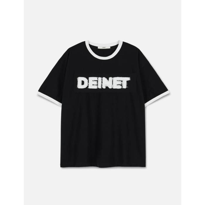 Deinet 【 Overfit Logo Ringer T-Shirts Unisex Black 】 ロゴ Tシャツ ユニセックス 黒色 ブラック