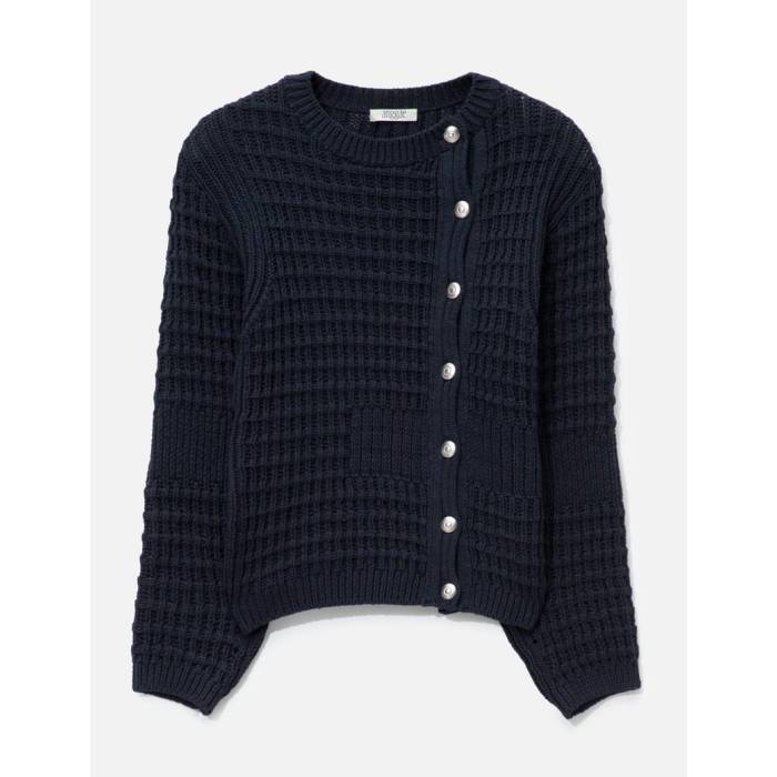 Anggae 【 Waffle Cardigan Women Navy 】 ワーヘル ジレー レディース 紺色 米国海軍