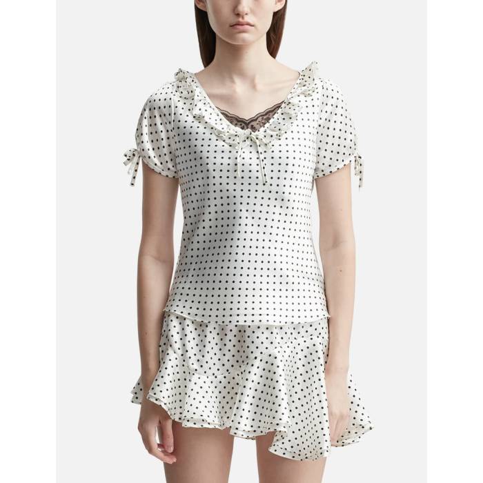 Sandy Liang 【 Nickie Top Women White 】 レディース 白いこと 白いこと