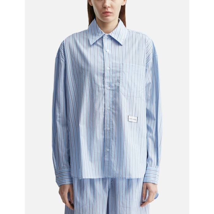 Nylora 【 Haven Shirt Women Blue Bold Stripe 】 ヘイブン レディース 青碧 青碧 Stripe 縞模様